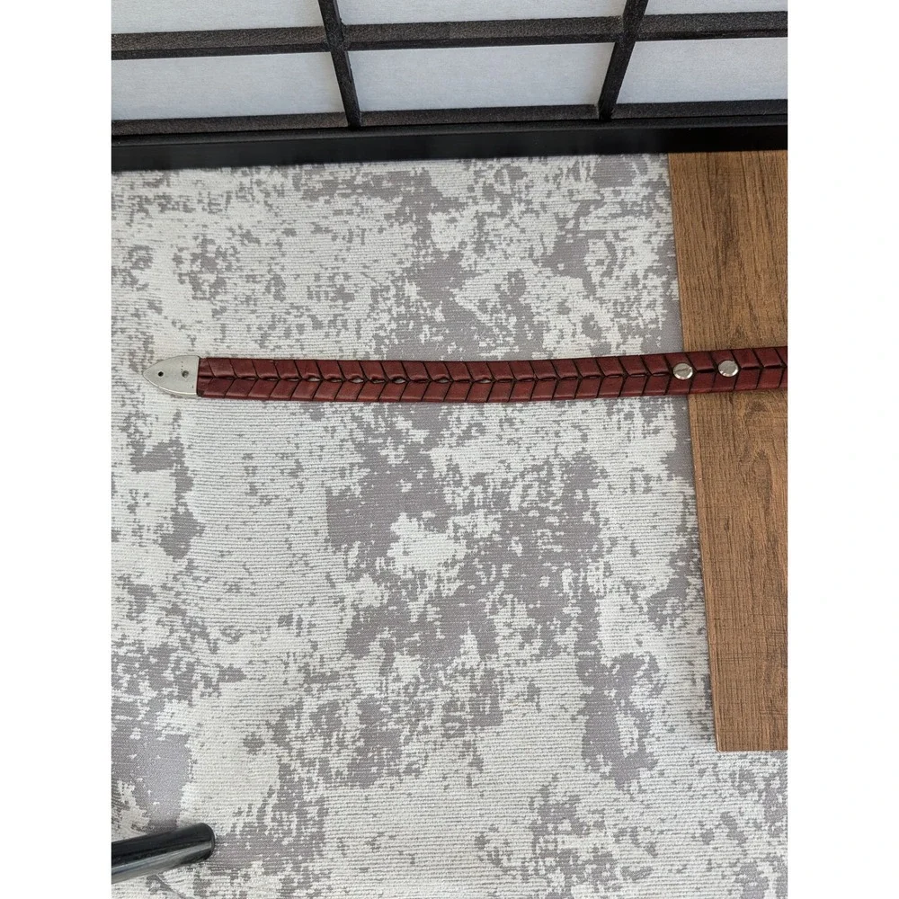 Brighton Red Brown Braided Leather Belt Silver Conchos Engraved Buckle 33